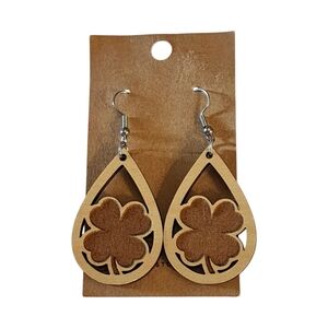 Clover Wood Drop Earrings